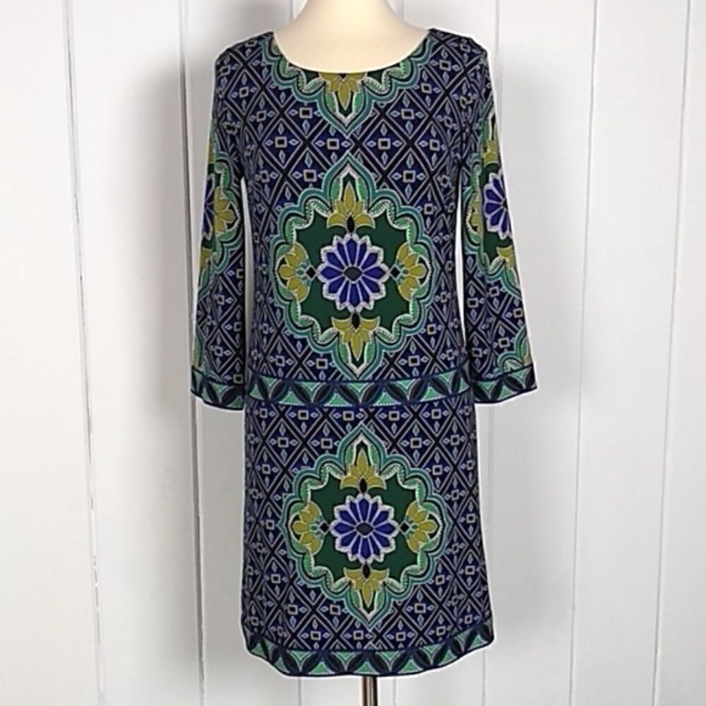 βLaundryβbyβShelliβSegalΒ BlueβDress,ββGeometricβTunic,βSizeβ6